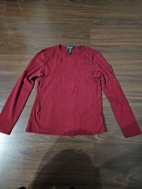 Lauren Ralph Lauren Long-Sleeve Crewneck Top in Burgundy